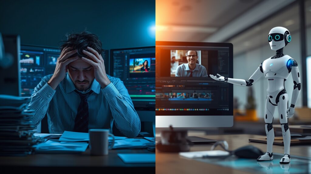 Synthesia AI video generator complete guide banner illustration”