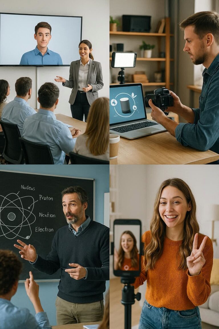 Synthesia AI use cases for marketing videos, corporate training, and educational content.